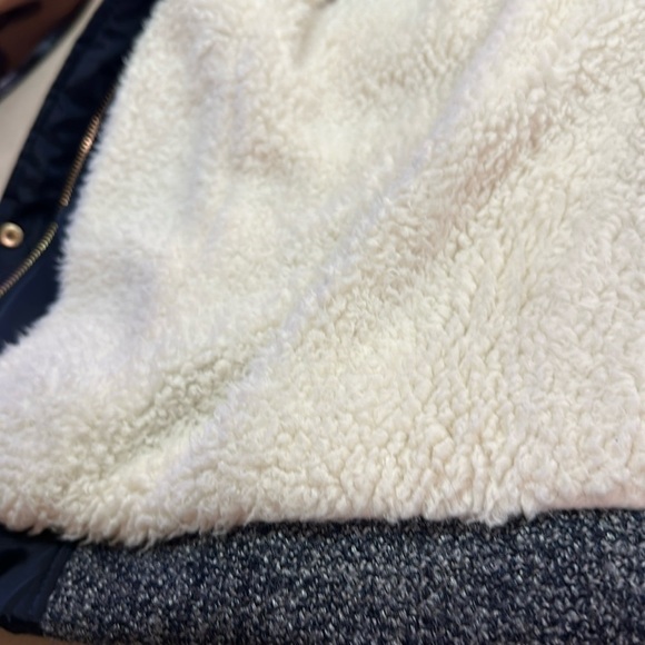 Ci Sono Navy Faux Sherpa Lined Front Zippered Mixed Material Puffer Vest Small - Picture 5 of 12